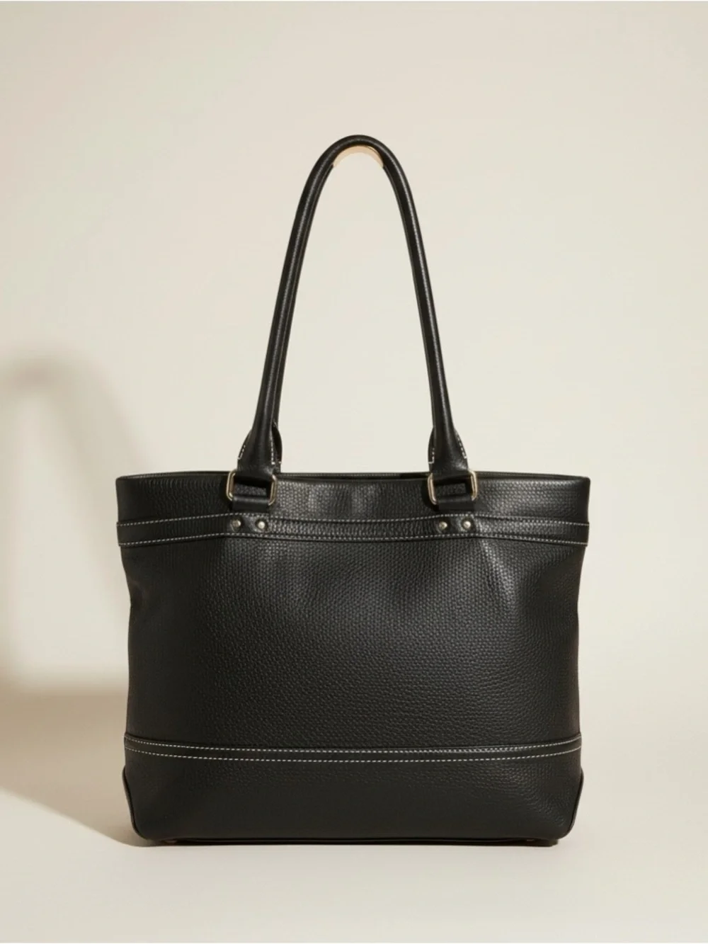 ✨ Kate Spade Black Pebbled Leather Tote Green Lining Shoulder Bag Large EUC